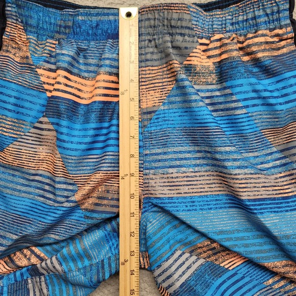 Nike Shorts Mens Large Blue Swim Trunks Lined Striped Geometric Swoosh Logo - Picture 13 of 14